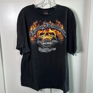 Harley‎ Davidson Motorcycles Skull Flames Graphic T Shirt Mens XL Fort Worth
